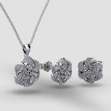 Micro Diamond style Flora Set - Silver (With chain)