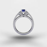 Cubic Blue Sapphire Vintage Ring - Silver