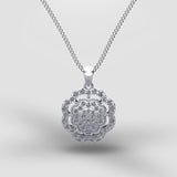 Floral Rhinestone - Silver (With chain)
