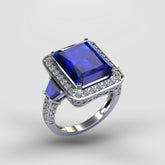 Exquisite Sapphire Blue with Sterling Silver Ring