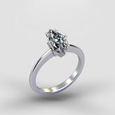 Marquise Edge Solitaire Ring - Silver