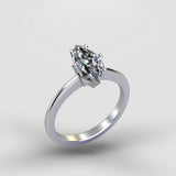 Marquise Edge Solitaire Ring - Silver