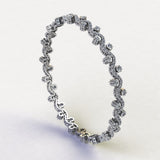 Silver Bangles S Shape with Silver Stone (set of 2)