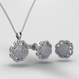 Floral Rhinestone - Silver (With chain)