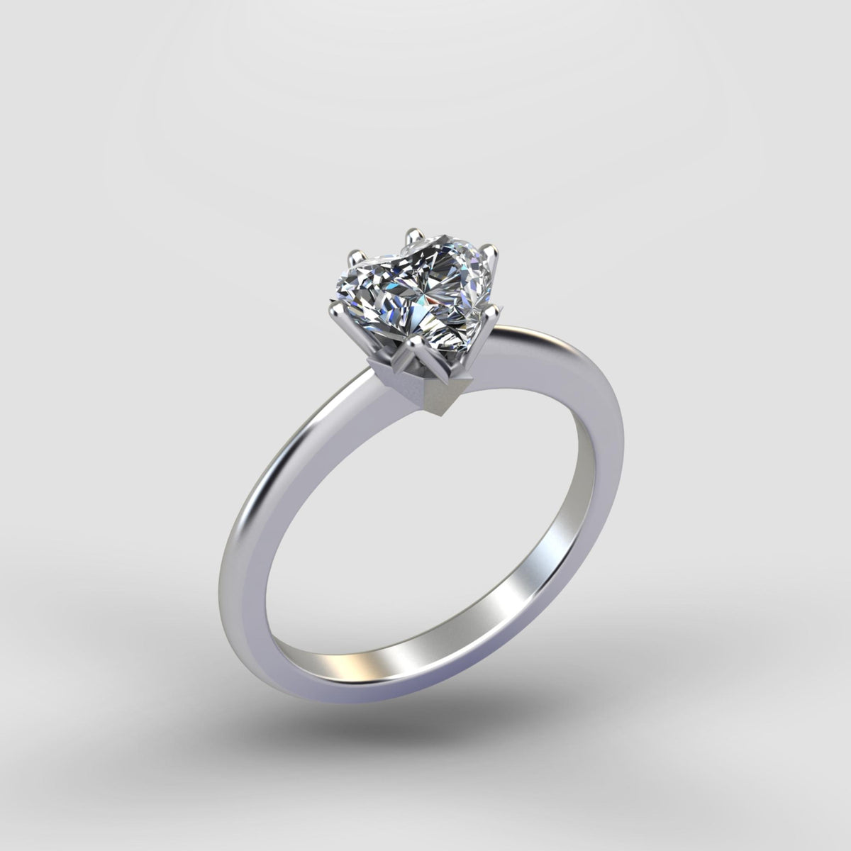 Heart Shape Solitaire Ring - Silver