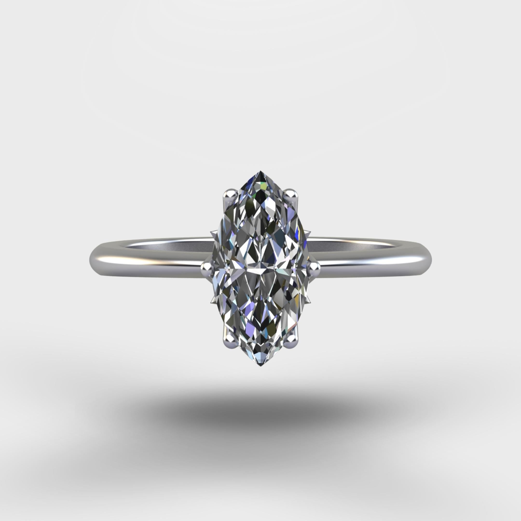Marquise Edge Solitaire Ring - Silver