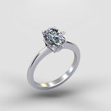 Oval Edge Solitaire Ring - Silver