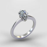 Pear Edge Solitaire Ring - Silver