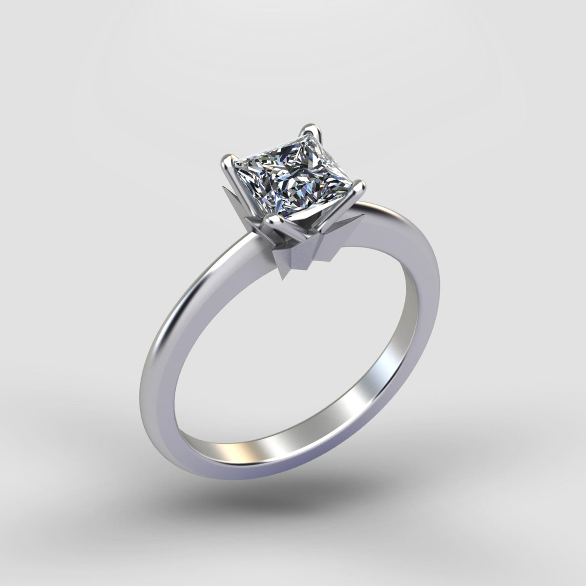 Square Edge Solitaire Ring - Silver