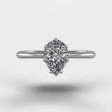 Pear Edge Solitaire Ring - Silver