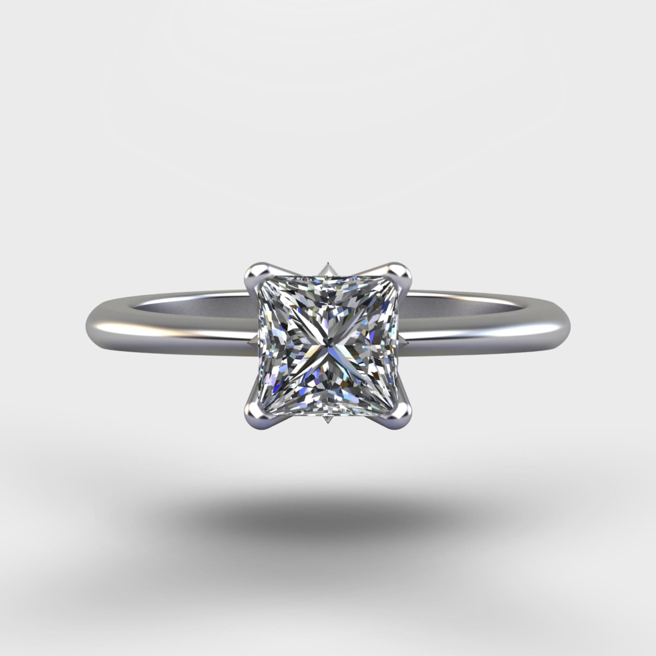 Square Edge Solitaire Ring - Silver