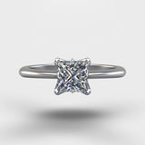 Square Edge Solitaire Ring - Silver