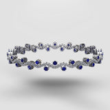 Silver Bangles S Shape with Blue Stone