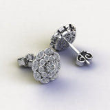 Flower Micro Diamond Style  - Silver (With chain)