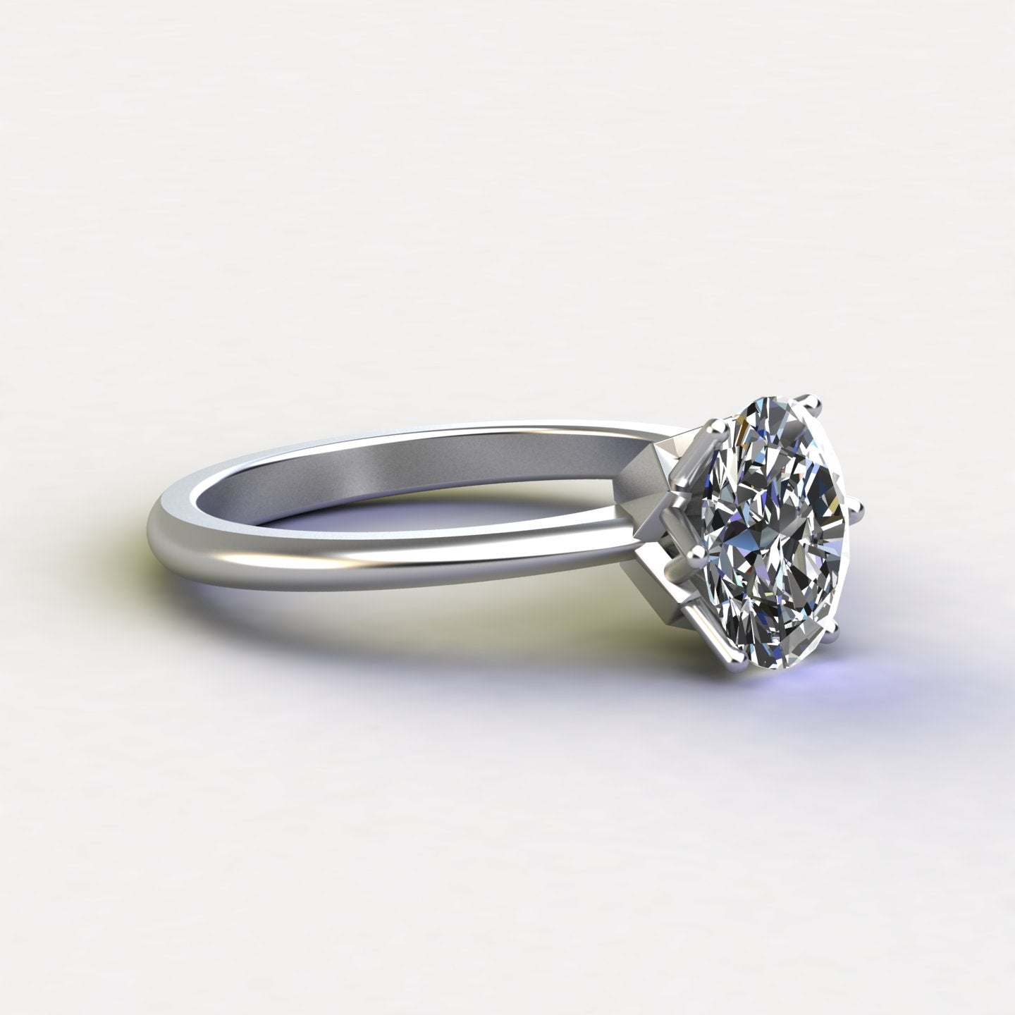 Oval Edge Solitaire Ring - Silver