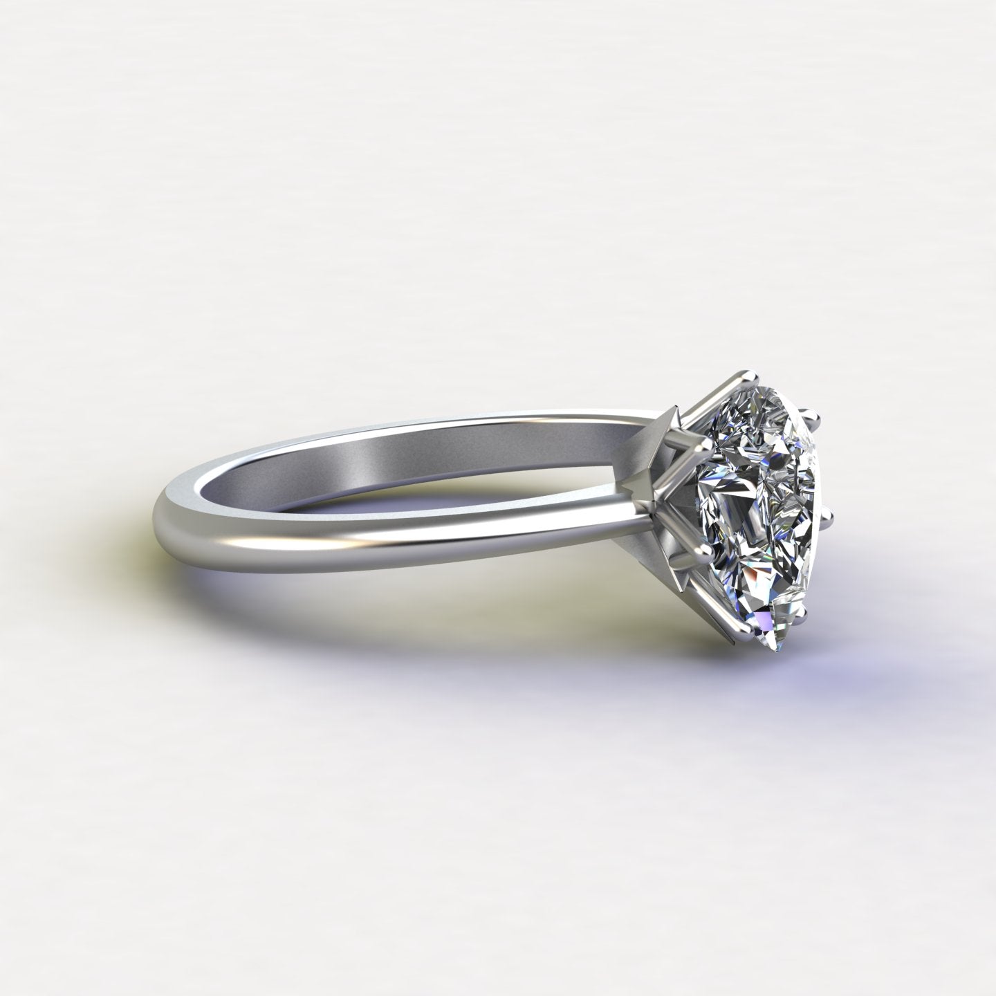 Pear Edge Solitaire Ring - Silver