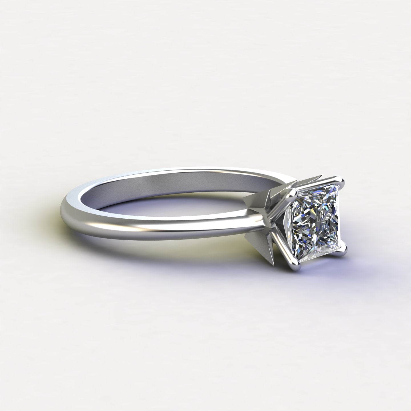 Square Edge Solitaire Ring - Silver